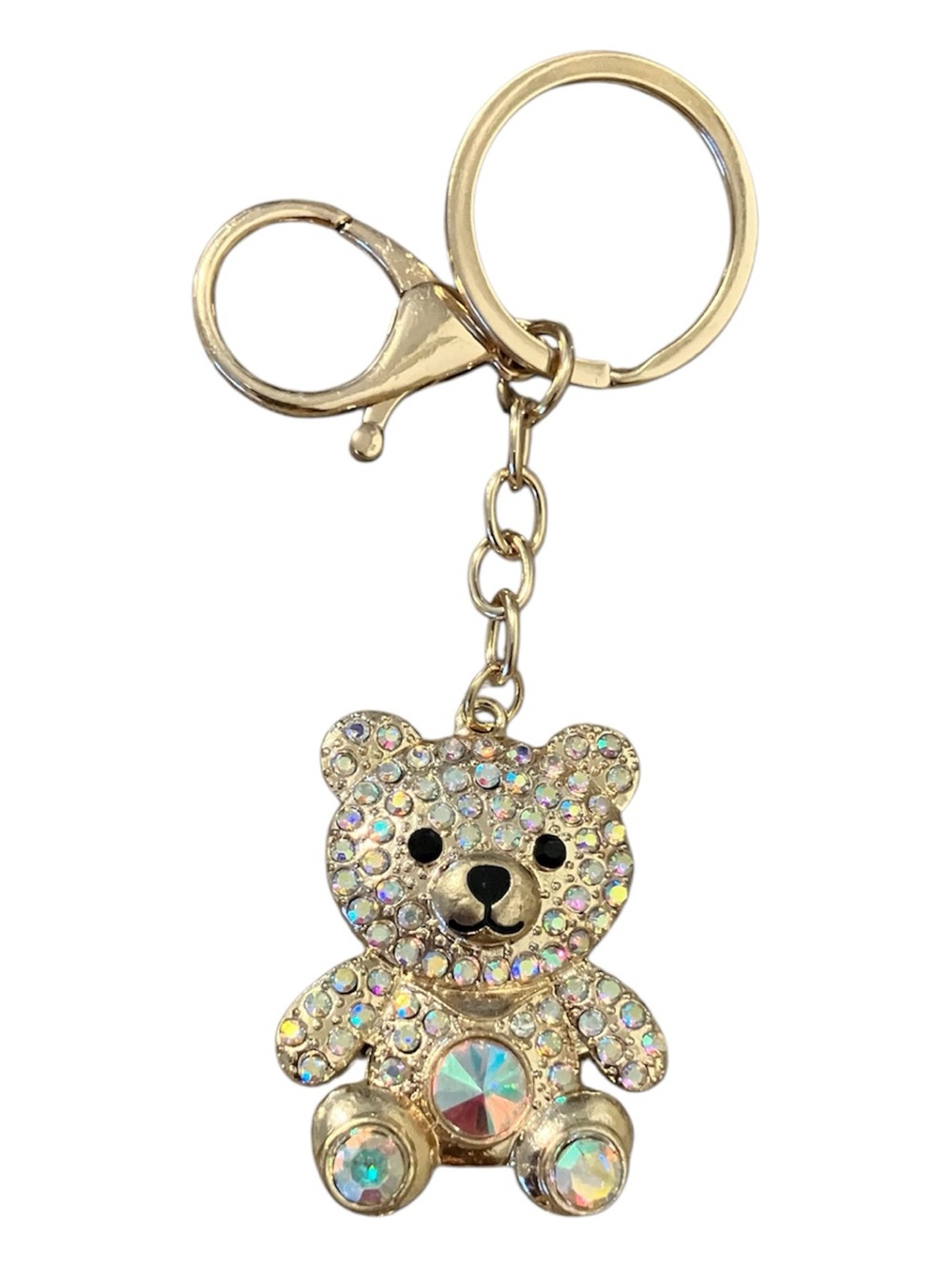 Gold Crystal Teddy Bear Keychain